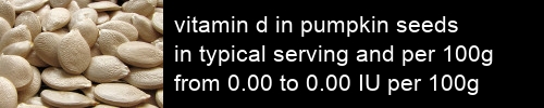 vitamin d in pumpkin seeds information and values per serving and 100g